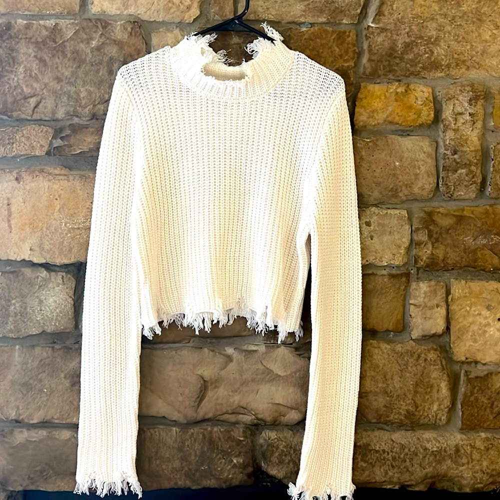 Distressed sweater white/cream